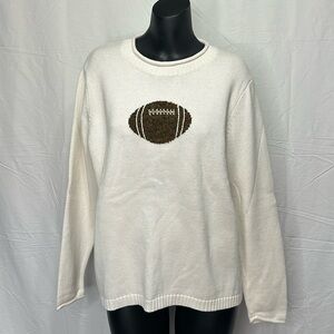 Sunday Funday Football Hand Embroidered Sweater Christopher & Banks size 1X M25